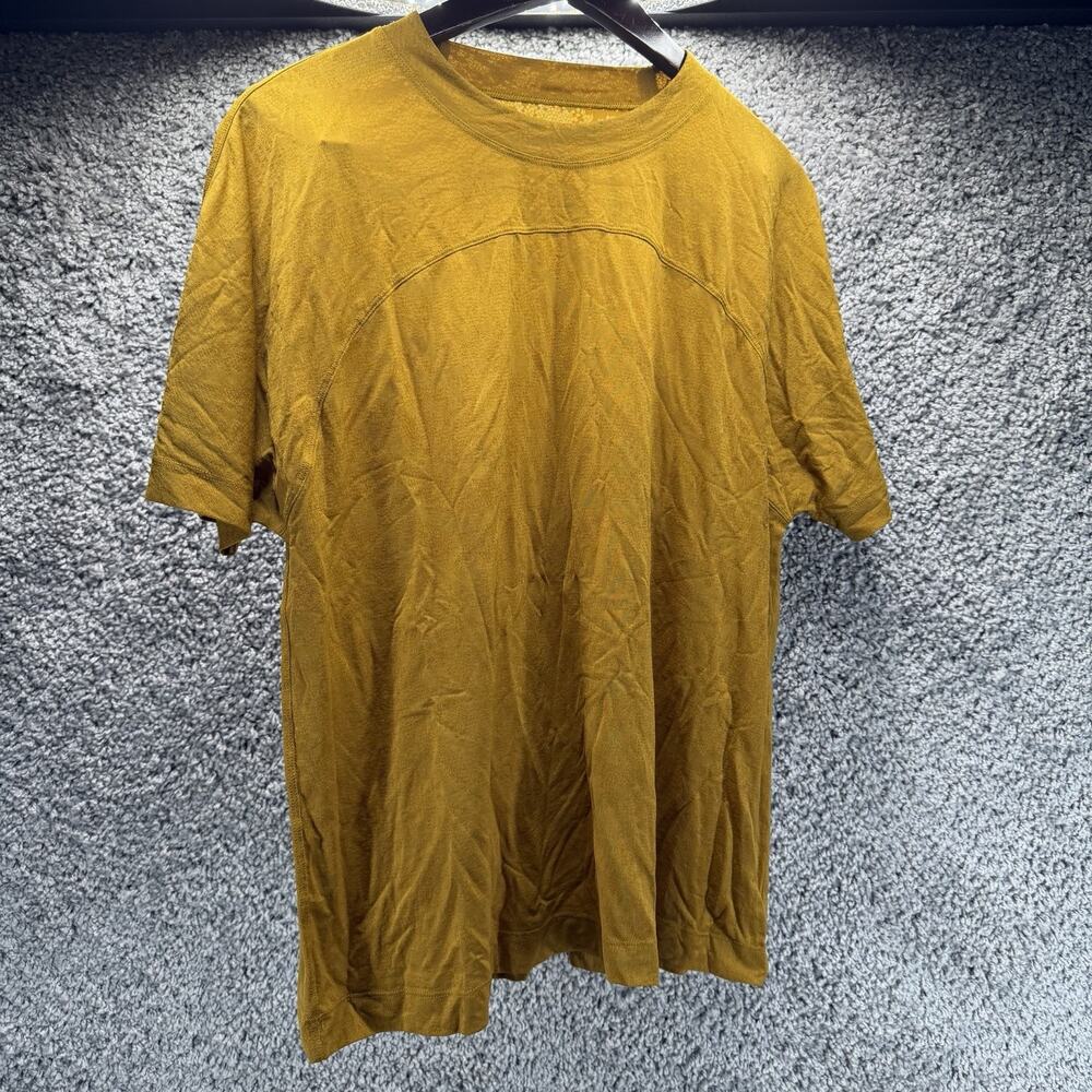 Lululemon Women’s Short Sleeve Athletic Shirt Mustard Gold Snake Print Size M